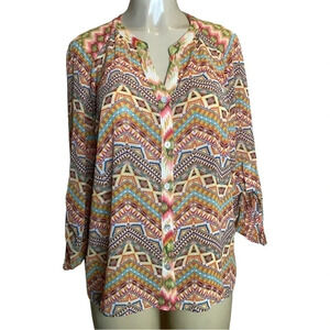 Fig and Flowers Button Up Blouse Size Small (Preowned)